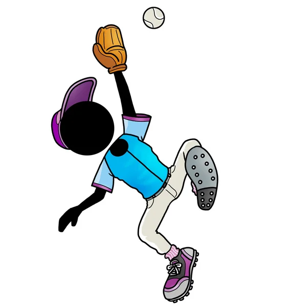 Siluet Adam Spor Idolü Beyzbol Oyuncu Catch Topu — Stok fotoğraf