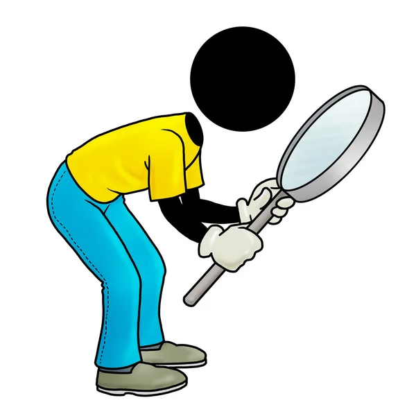 Looking through his magnifying glass — Stock Photo, Image