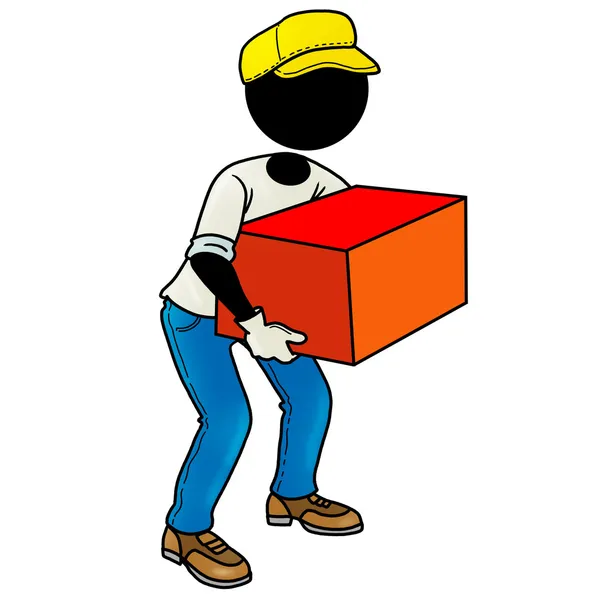 Delivery man holding a big parcel — Stock Photo, Image