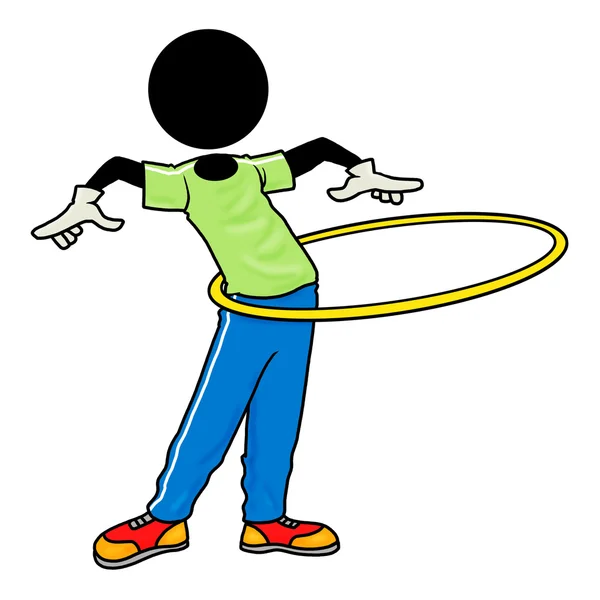 Silhouette Homme Icône Des Soins Santé Exercice Avec Hula Hoop Image En Vente