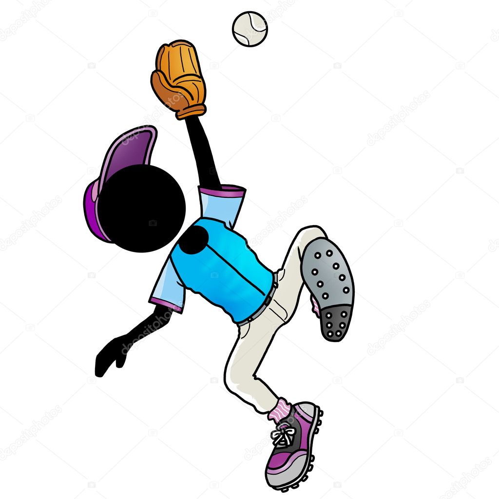 Silhouette-man sport icon - baseball player catch a ball