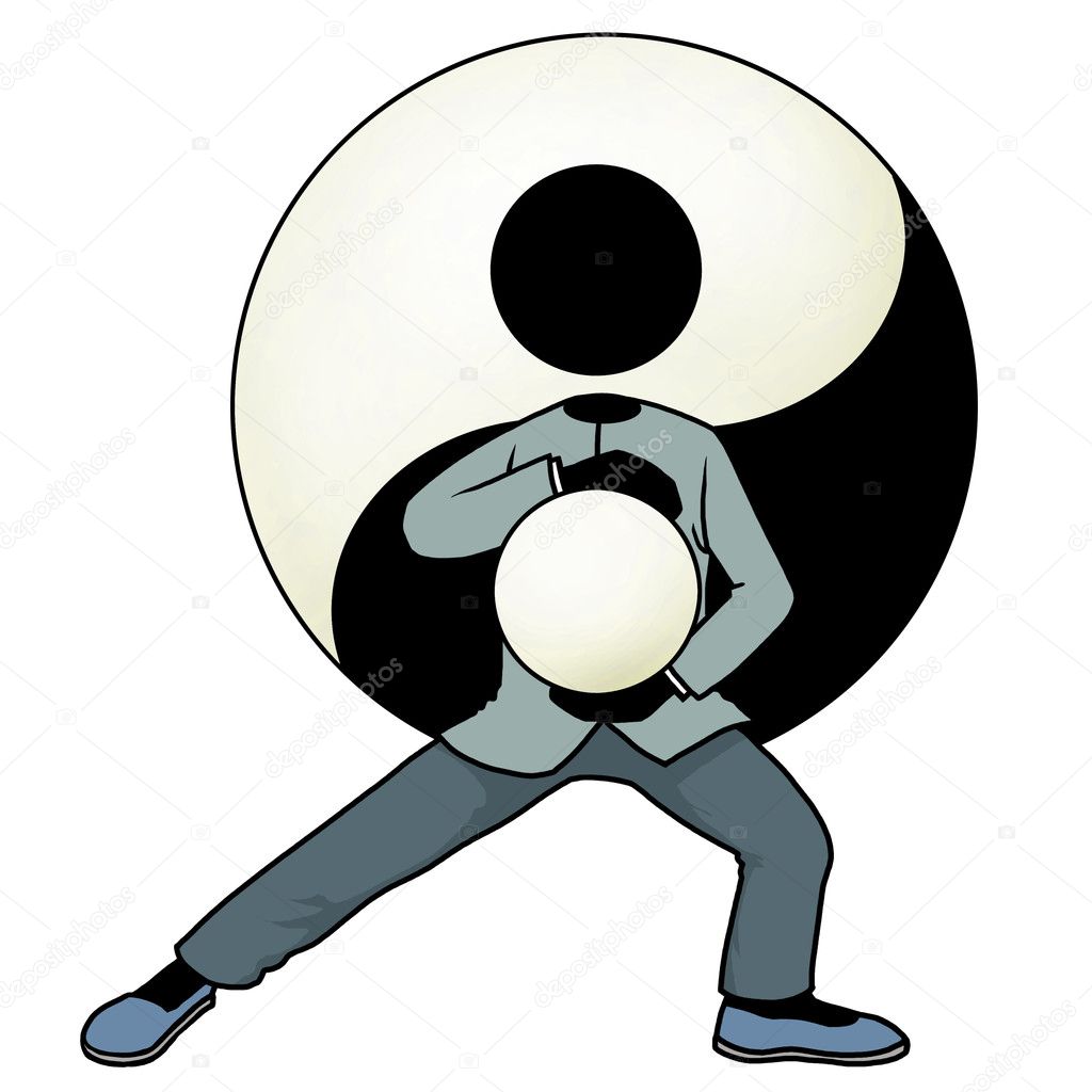 Silhouette-man kungfu action icon - tai chi
