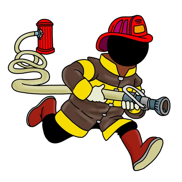 Fire fighter holding a hose — Stock Photo, Image