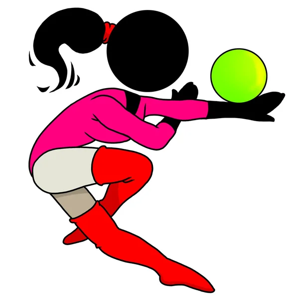 Дівчина гімнастика з м'ячем — стокове фото