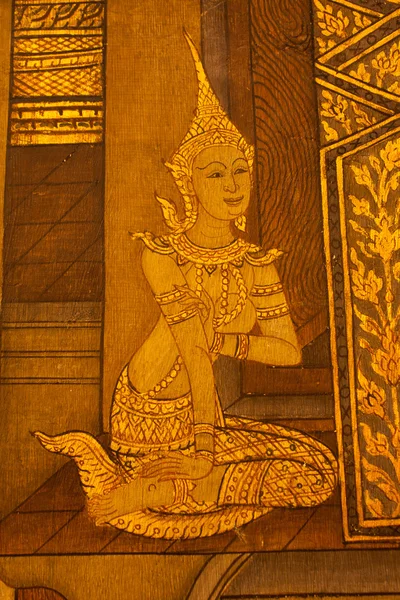 Patrón de arte tailandés en las paredes del templo . —  Fotos de Stock