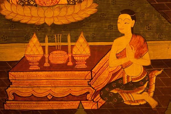 Тайский узор на стенах храма . — стоковое фото