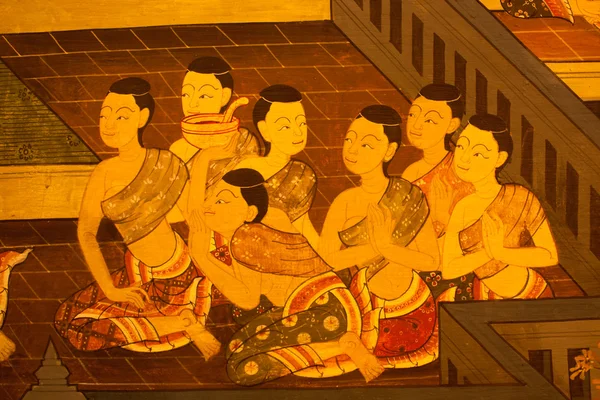 寺庙的墙上图案泰国艺术. — 图库照片
