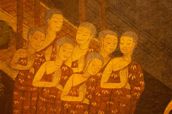 Motif art thaï sur les murs du temple . — Photo