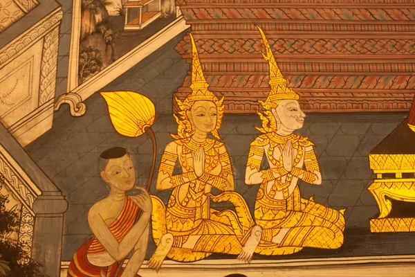 Vzor thajské umění na stěnách chrámu. — Stock fotografie
