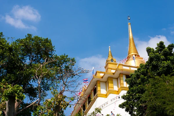 Golden Mountain Attraktioner Templen Bangkok Ljusa — Stockfoto
