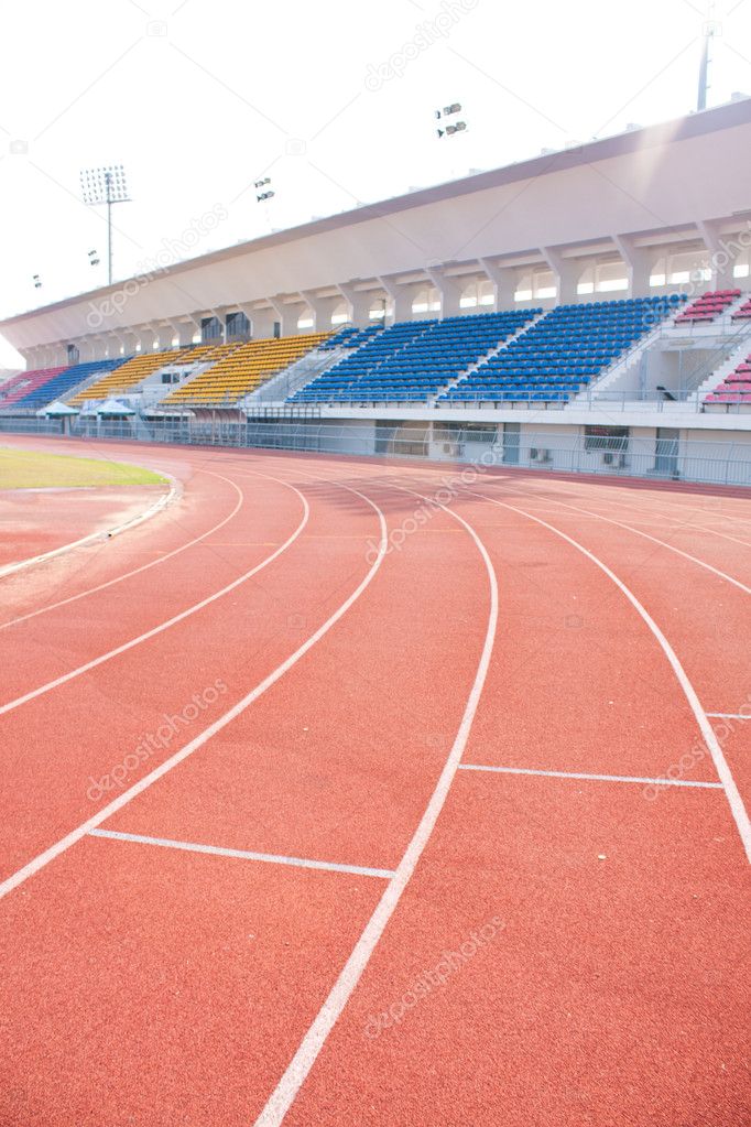 Angle curve of the athletics track.