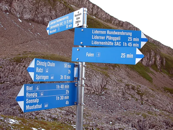 Sign in the swiss Alps, Switzerland — Stock Photo, Image
