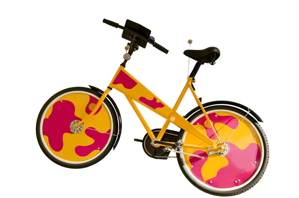 Смешной красочный велосипед на белом фоне Стоковое Фото