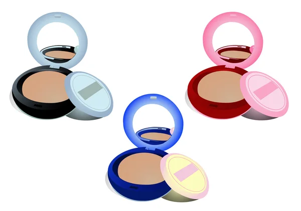 Trois boîtes de poudre de couleurs différentes — Image vectorielle