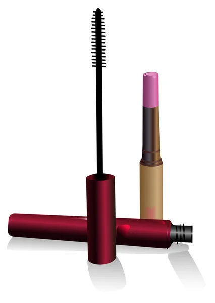 Lippenstift und Tinte für Eyelashe — Stockvektor