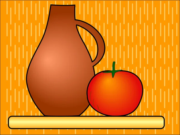 Jug with a tomato — Stock Vector