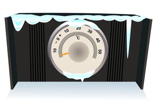 Beyaz Zemin Üzerinde Buz Kaplı Masaüstü Termometre — Stok Vektör