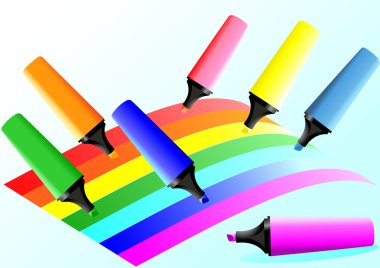 Markers and colored lines clipart