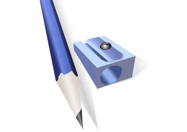 Tužka Ořezávátko Tužky Bílém Pozadí Odstínem — Stockový vektor