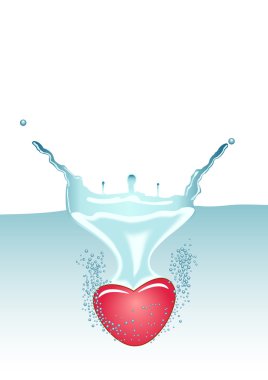 Heart failling in to the water clipart