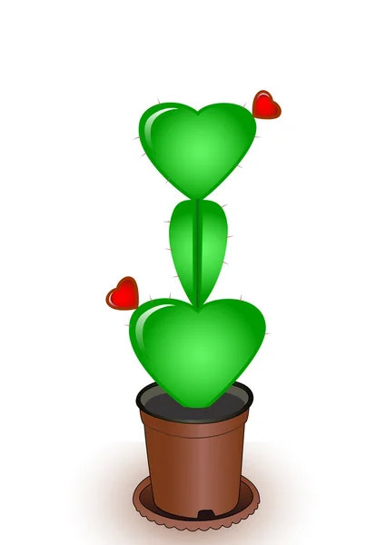 Cactus avec des cœurs de fleurs — Image vectorielle