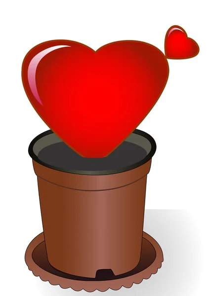 Heart Form Flower Small Heart Flowerpot — Stock Vector