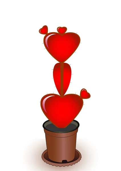 Corazón un cactus — Vector de stock