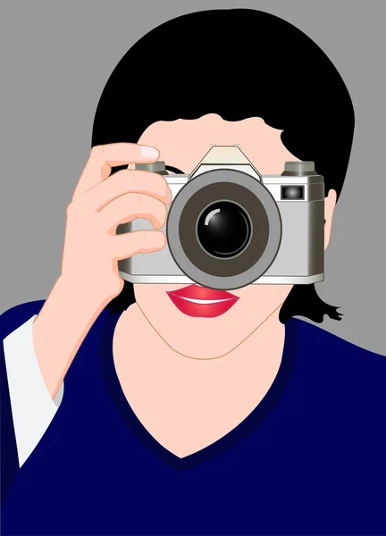 La fille avec une caméra — Image vectorielle