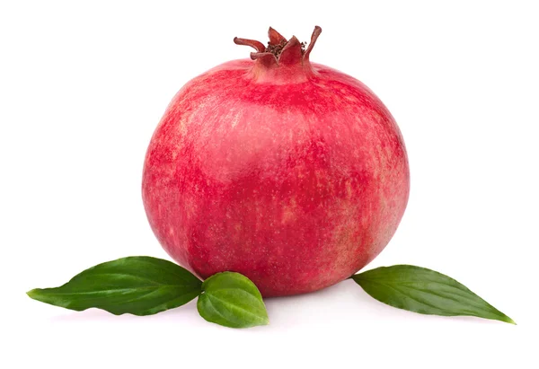 Šťavnaté Granátové Jablko Listy Izolované Bílém Pozadí — Stock fotografie
