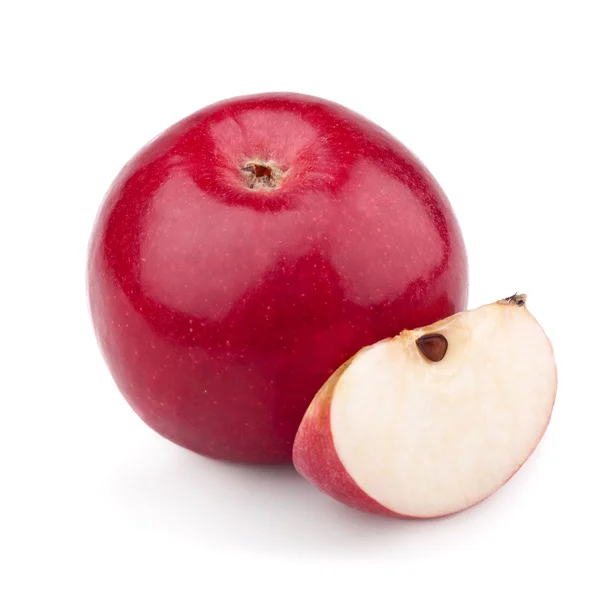 つの赤いりんごと白い背景で隔離のスライス — ストック写真