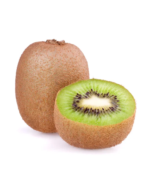 Kiwi Frucht Und Hälfte Kiwi Isoliert Auf Weißem Hintergrund — Stockfoto