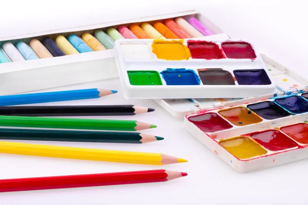 Acquerello, matita e colori pastello — Foto Stock