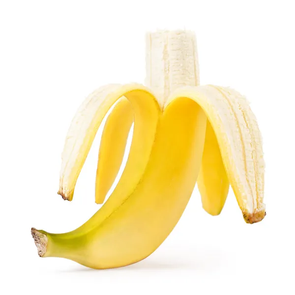 Полуочищенный банан — стоковое фото