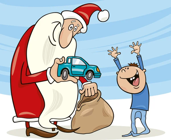 Santa Claus y niño pequeño — Vector de stock