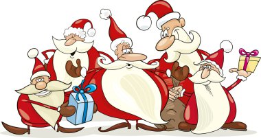 Santa clauses group clipart