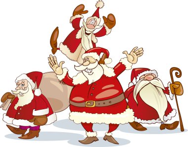 Santa clauses group clipart