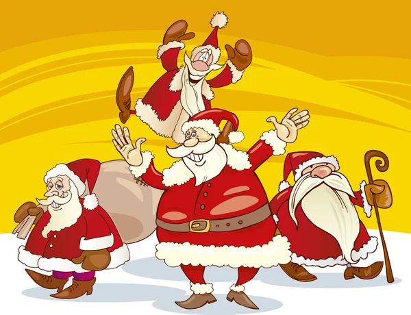 Santa clauses group — Stock Vector