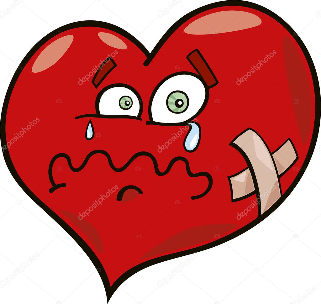 Cartoon illustration of broken heart