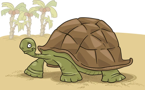 Cartoon Vector Illustration Funny Big Turtle — Stock Vector