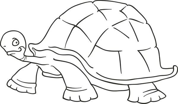 Cartoon Vector Illustration Funny Big Turtle Coloring Book — Stock Vector