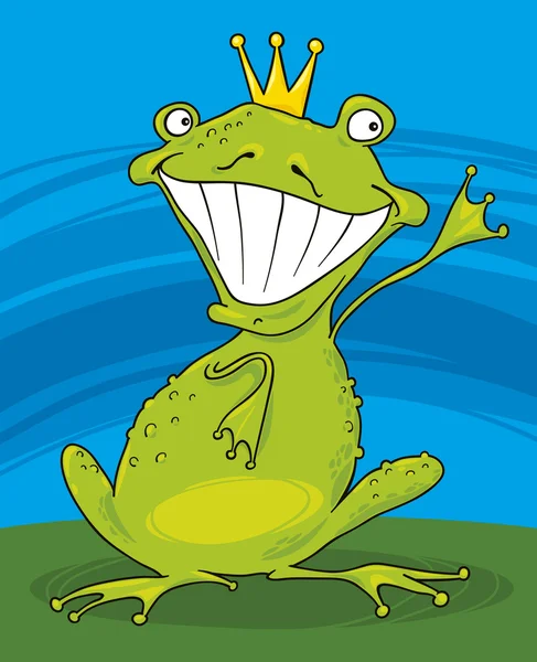 Cartoon Illustration Funny Prince Frog — Stock Vector