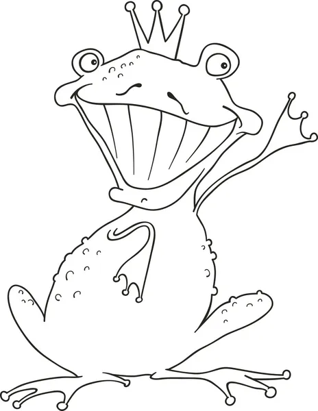 滑稽的王子青蛙的卡通画 — 图库矢量图片