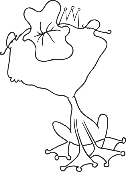 Gambar Kartun Pangeran Lucu Ciuman Katak Untuk Buku Mewarnai - Stok Vektor