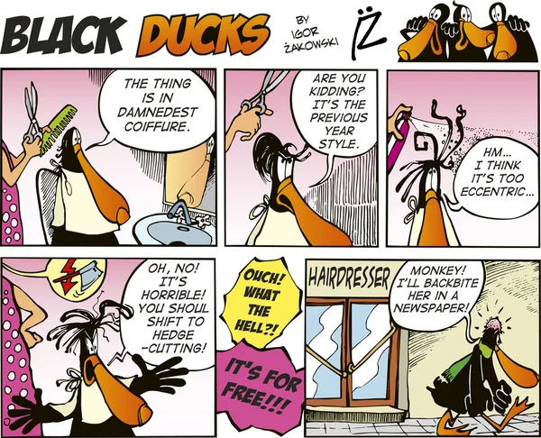 Black Ducks Comic Strip Episode — Stockvektor