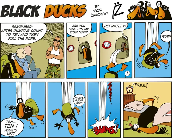 Black Ducks Comic Strip Episode — Stock Vector