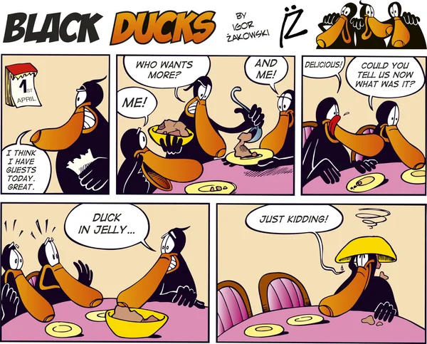 Black Ducks Comic Strip Episode — Stock Vector