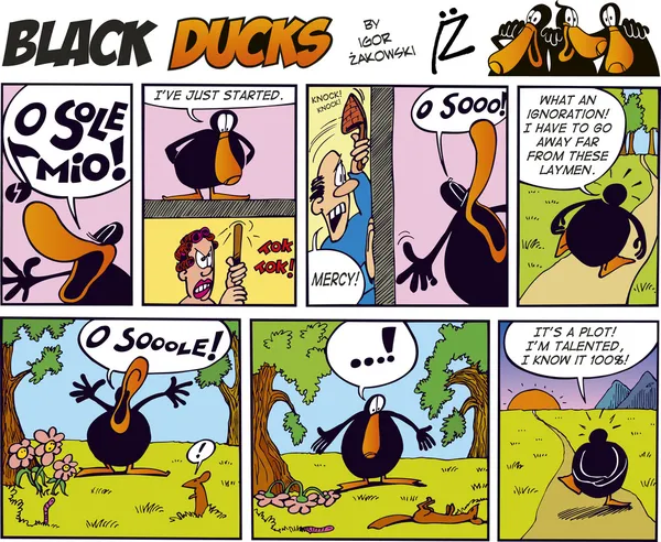 Black Ducks Comic Strip Episodio — Vector de stock