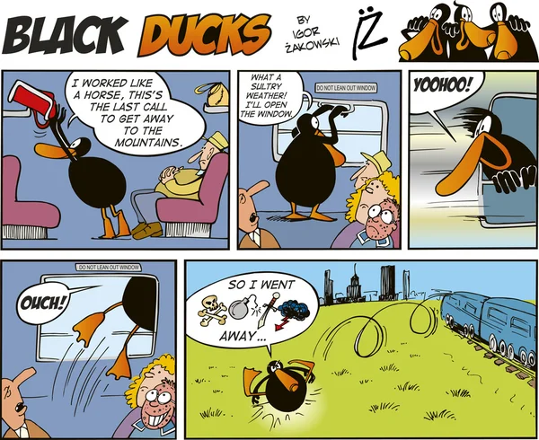 Серия Black Ducks Comic Strip — стоковый вектор