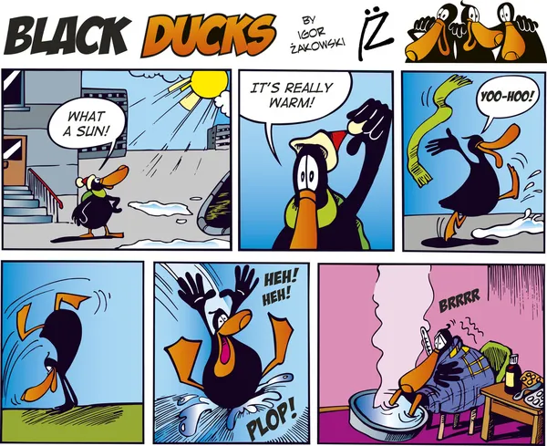 Μαύρο Πάπιες Κόμικ Επεισόδιο — Διανυσματικό Αρχείο