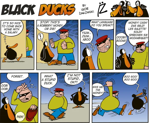 Patos Negros Comic Strip Episódio — Vetor de Stock